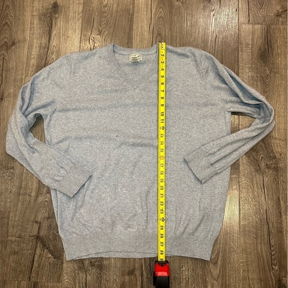 LL Bean Sweater Men’s XXL Heathered Gray V-Neck Cotton Cashmere Pullover - Picture 9 of 11